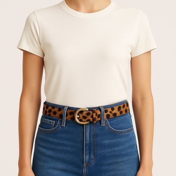 J. Crew Factory | Accessories | Jcrew Genuine Leather Calf Hair Leopard ...